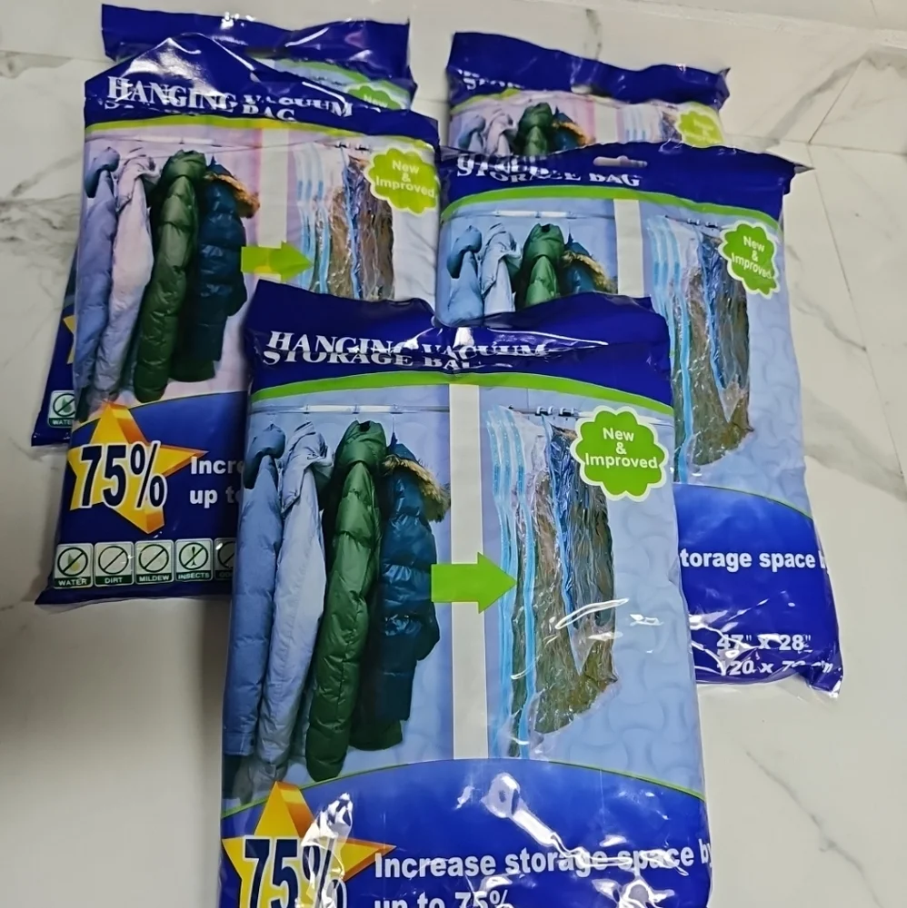 5 Hanging Vacuum Storage Bag, waterproof, reusable, Protect For mildew & Odors